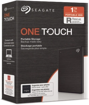 Seagate One Touch Portable HDD, Black, 1TB, +Rescue, USB 3.0 Micro-B